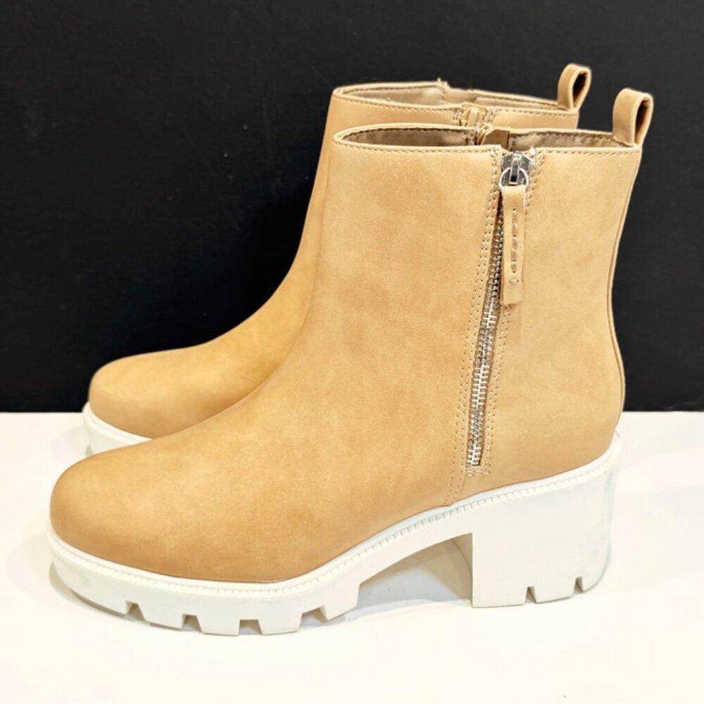 Dolce Vita "Nicola" Tan Suede Boots, White Soles, Size 9.5 US